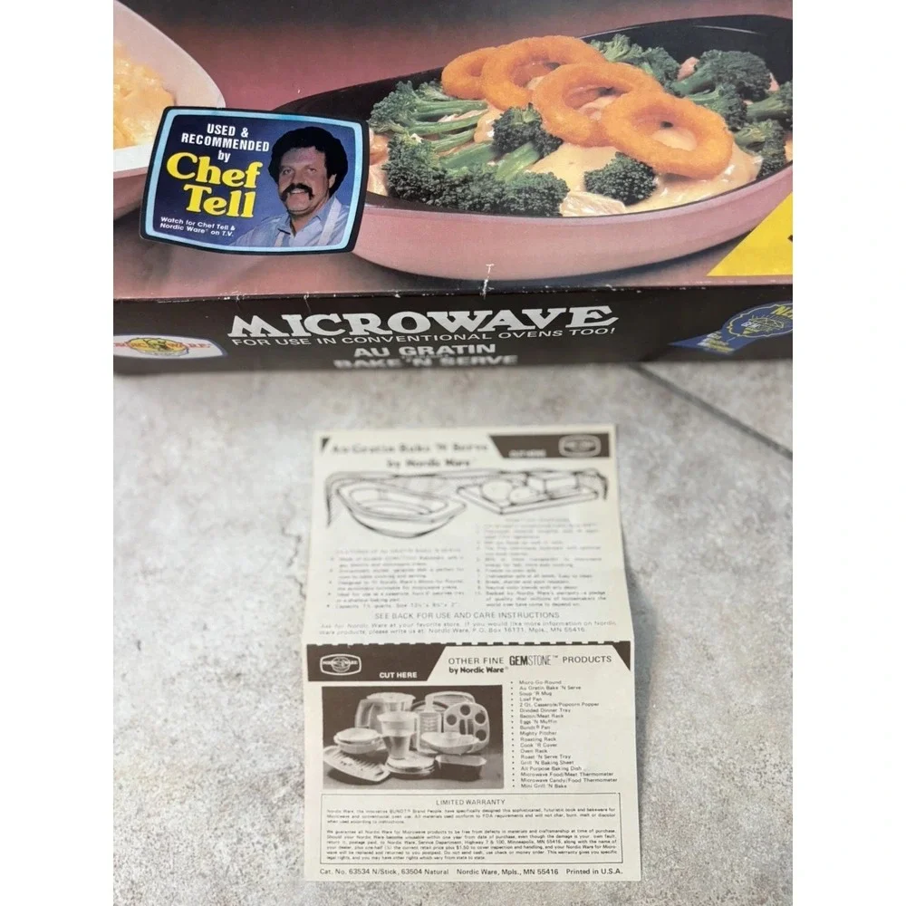 Vintage Nordic Ware Gemstone Au Gratin Bake N Serve 1.5 Qt 63404 Box Made in USA